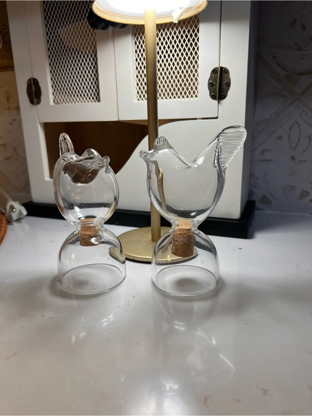 Vintage 1970s Nuutajärvi Kerttu Nurminen Glass Bird Salt & Pepper Shakers